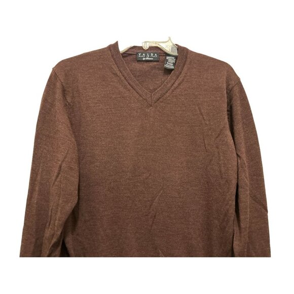 Men's Large Made in Italy Valda Merino Wool Brown V-Neck Sweater - Picture 7 of 8